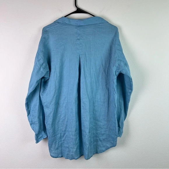 J. Jill Love Linen Blue Button Up Top (XS) 100% Linen, Tunic Shirt, Earthy Chic - Picture 6 of 12